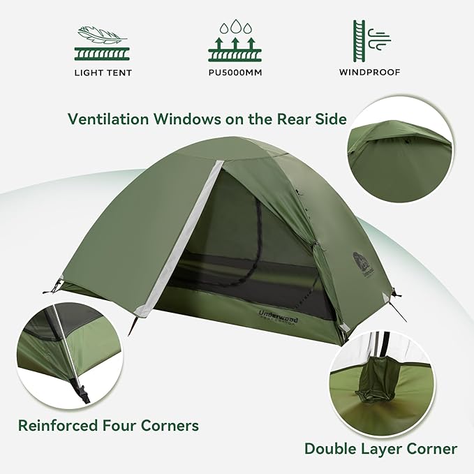 1/2 Person Backpacking Tent for Camping - Ultralight & Waterproof Outdoor Camping Tent, Easy Set Up Compact Tent for 3 Season, Lightweight Tents for Hiking by Underwood Aggregator