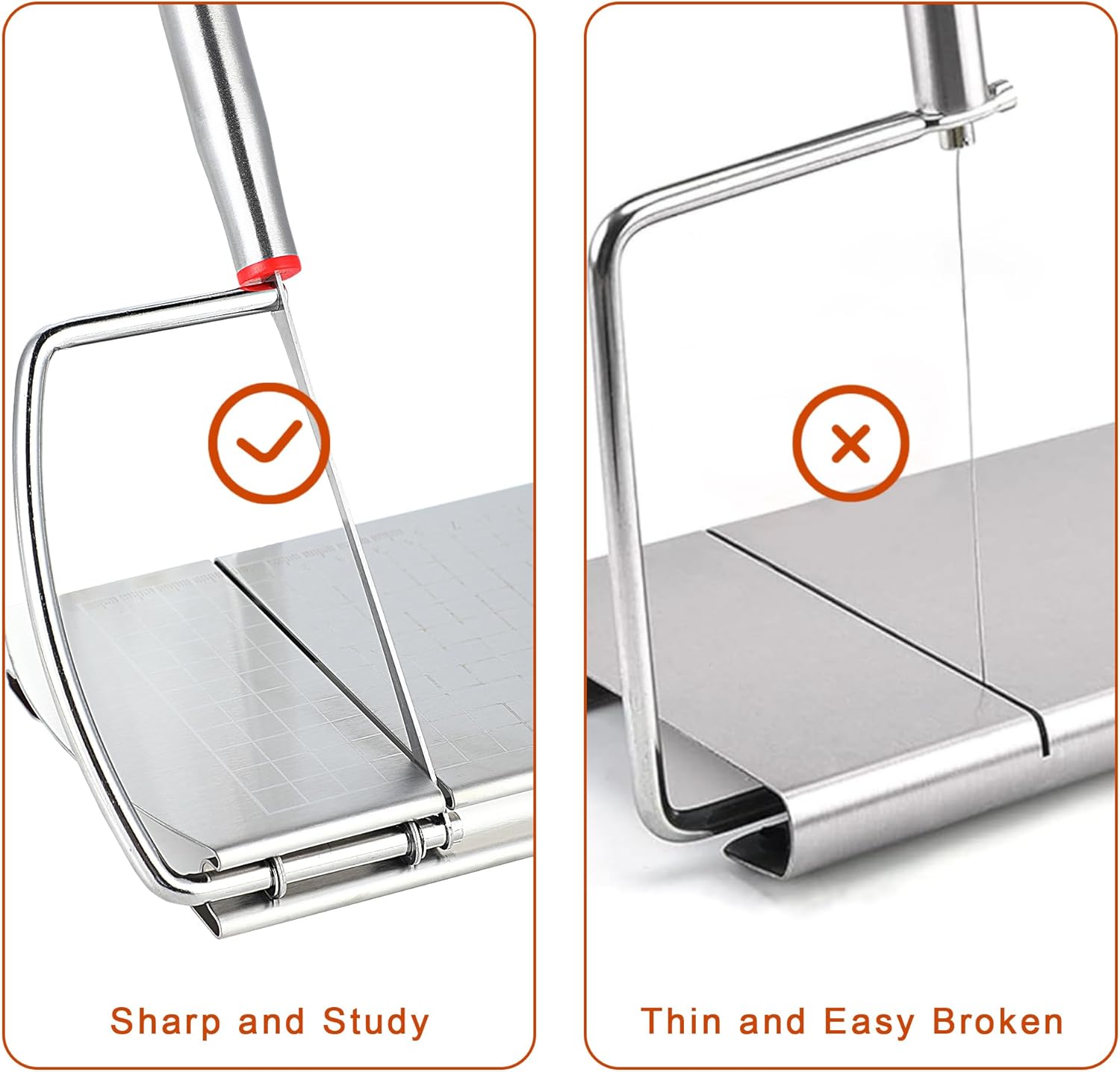 Cheese Slicer, Multipurpose Cheese Cutter Stainless Steel Cheese Slicers for Block Cheese, Butter, Sausages, Fruits Kitchen Gadget Cheese Cutting Board