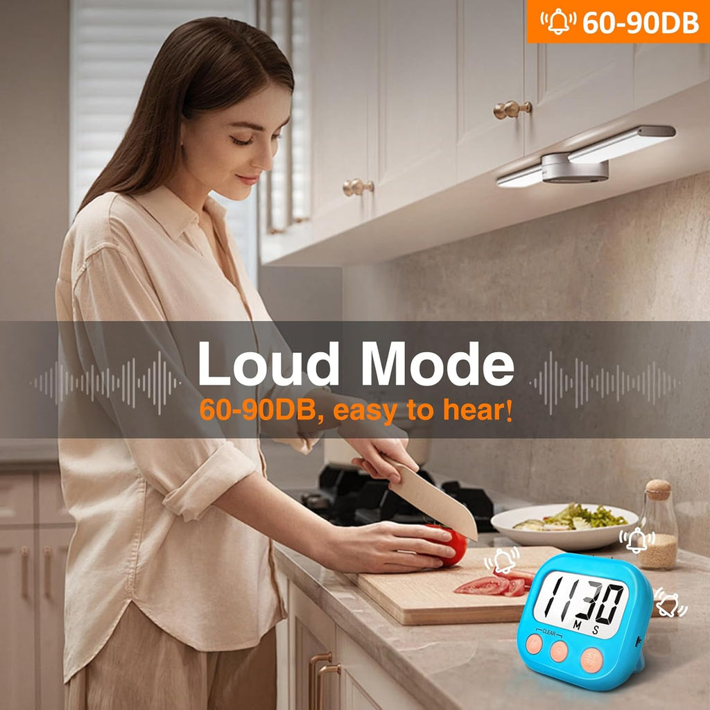 12 Pack Kitchen Timers Loud Ring Digital Timers for Cooking Magnetic Blue