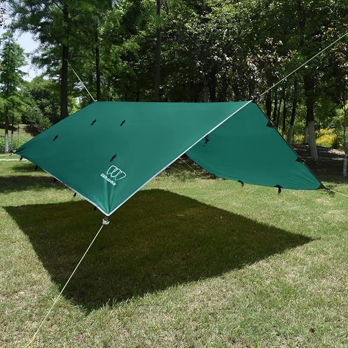 Gold Armour Rainfly Tarp Hammock, Premium 14.7ft/12ft/10ft/8ft Rain Fly Cover, Waterproof Ultralight Camping Shelter Canopy, Survival Equipment Gear Camping Tent Accessories (Green 12ft x 10ft)