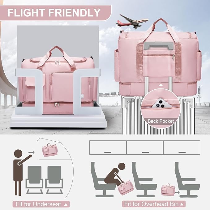 Small Gym Bag for Women, Travel Duffle Bag Carry On Weekender Bag with Shoe Compartment