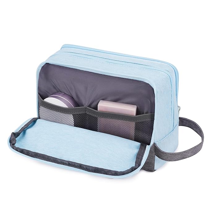 Toiletry Bag for Men Hanging Dopp Kit Water Resistant Shaving Bag Small Toiletry Bag for Traveling (mint green on gray)