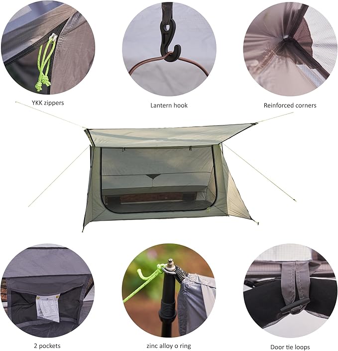 Sirius Two Ultralight Backpacking Tent, 2 Person Trekking Pole, Waterproof, Compact, Single Wall, Bushcraft Shelter for Camping, Hiking, Kayaking