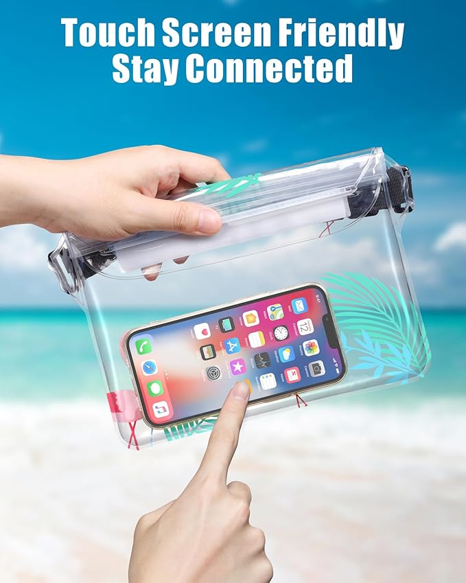 F-color Waterproof Fanny Pack - Waterproof Phone Pouch with Waist Strap - Cruise Essentials 2025 Must Haves Waterproof Pouch Dry Bag Keep Phone Valuables Safe for Beach Kayaking Boating Fishing
