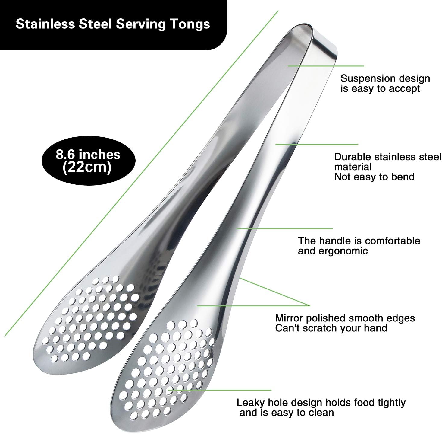 MSY BIGSUNNY 9 inch Buffet Tongs, Set of 2 Stainless Steel Food Serving Tongs