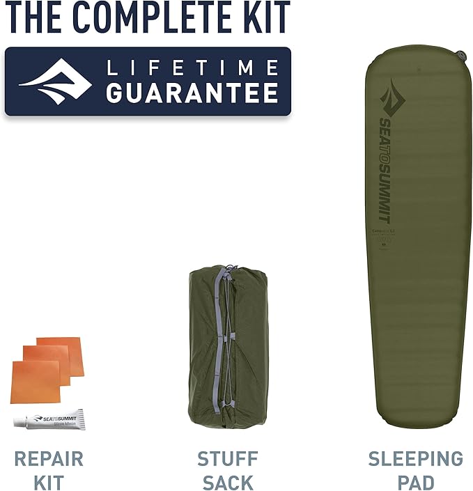 Sea to Summit Camp Plus Self-Inflating Foam Sleeping Mat for Camping, Rectangular - Regular (72 x 25 x 3 inches)