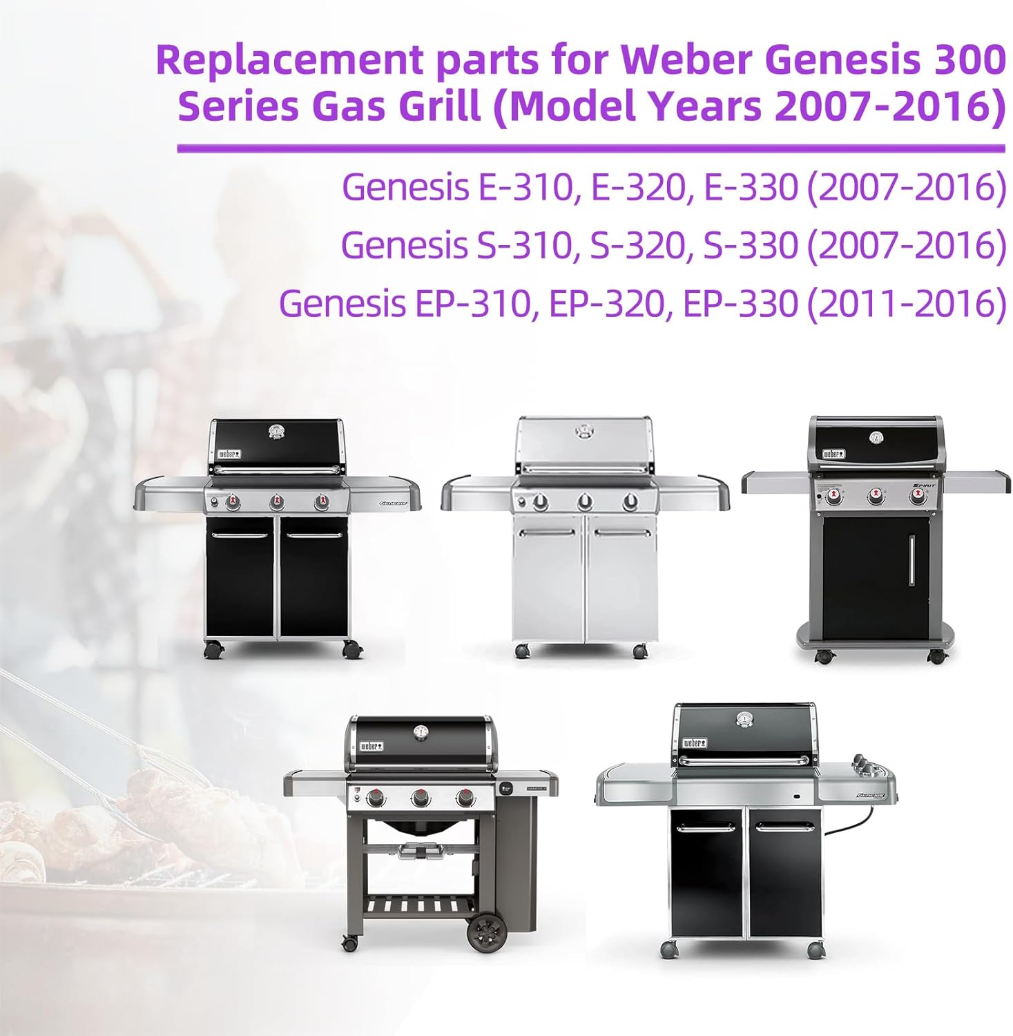 19.5" 304 Stainless Steel Grill Grates for Weber Genesis 300 Series E310 E320 E330 S310 S320 S330 EP-310 EP-320 EP-330 Gas Grills 2-Pack Cooking Grids Replacement Parts for Weber 7524, 7528
