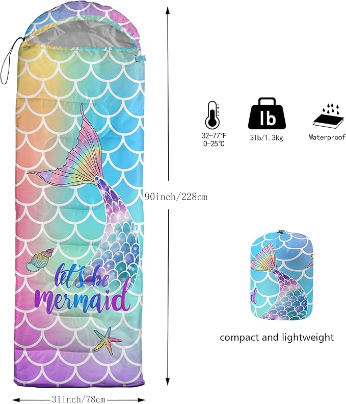 QOOMO Camping Sleeping Bags,3 Season Warm & Cool Weather,Lightweight,Waterproof Sleeping Bags for Adults & Kids,Traveling,and Outdoors,Camping Gear Equipment