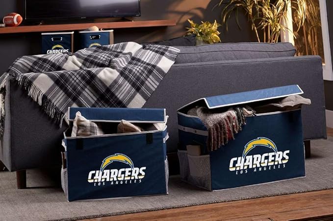 Franklin Sports NFL Storage Footlocker Bins - Large Folding Organizer Containers - NFL Team Office, Bedroom + Living Room Décor - Large + Small Bins
