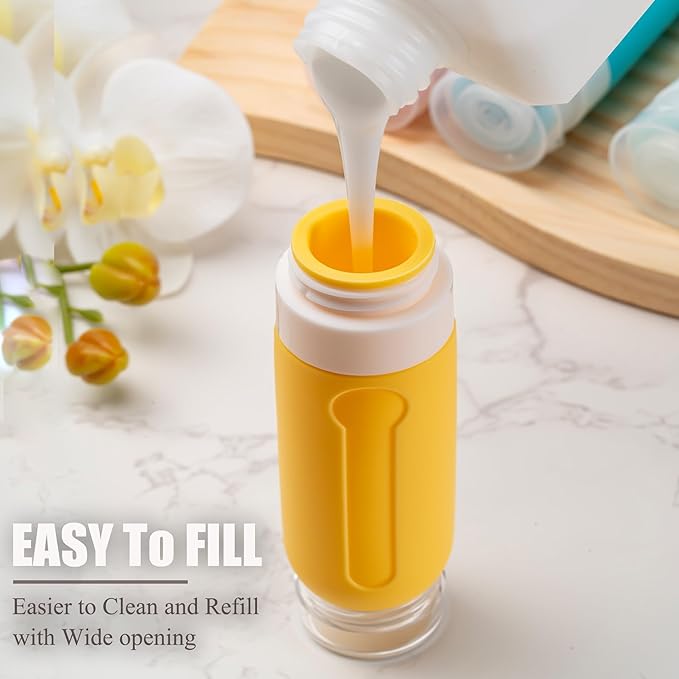 16pack Travel Bottles for Toiletries, TSA Approved LeakProof Squeezable Silicone Toiletry Containers for Shampoo, Conditioner, 3oz Portable Refillable Traveling Size Liquid Containers (16Pcs/Colorful)