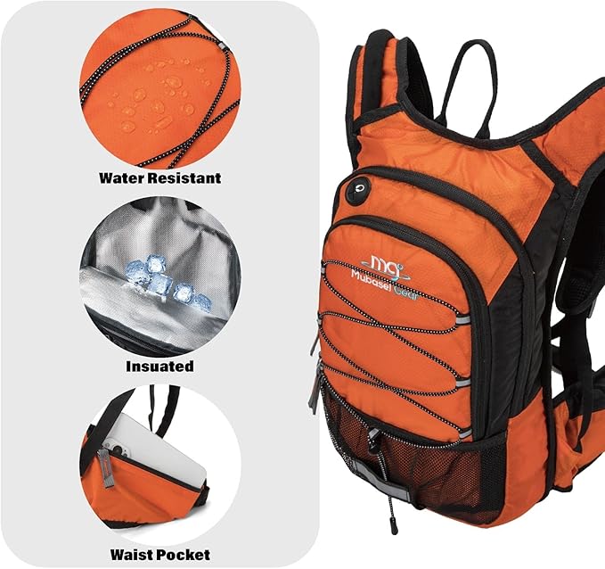 15L Insulated Hydration Backpack Pack with 2L Water Bladder Lightweight Hiking Backpack Bag for Women Men Daypack for Hiking Running Festival Camping Biking