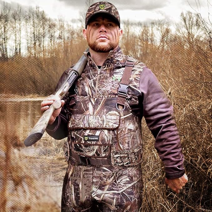 TIDEWE Chest Waders with Boots Hanger for Men, Camo Waterproof Fishing Bootfoot Waders for Fishing & Hunting