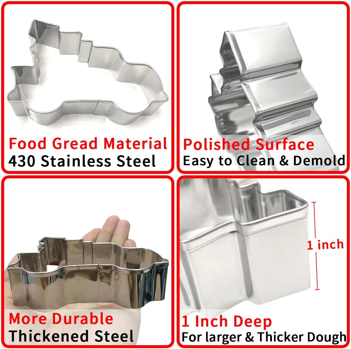 Christmas Ornament Cookie Cutters 8Pcs, Large Cookie Cutters Sturdy Stainless Steel Fondant Dough Cutters for Baking Christmas Decoration