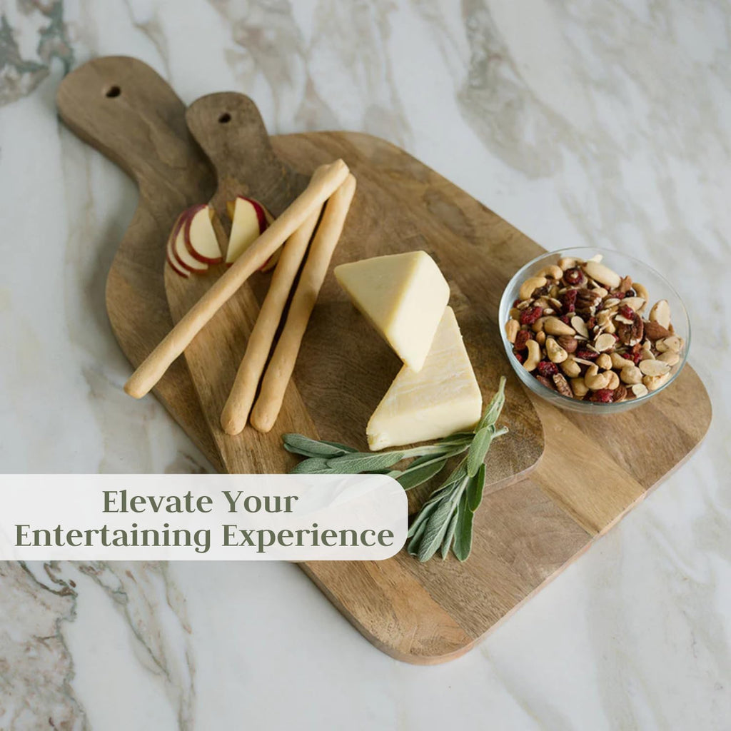 Wood Cutting Board 17x19 Handmade Serving & Chopping Board Paddle with Handle, Premium Home Decor Wooden Cutting Boards for Kitchen Display & Chopping, Light Wood