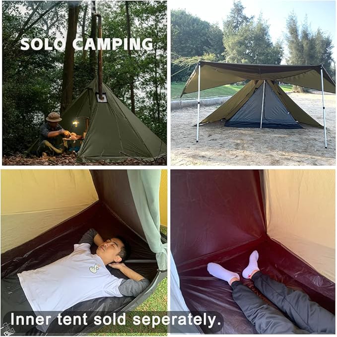 Camping Hot Tent with Wood Stove Jack Winter Teepee Tent 4 Season Backpacking Tent for Survival Hunting Military Fishing
