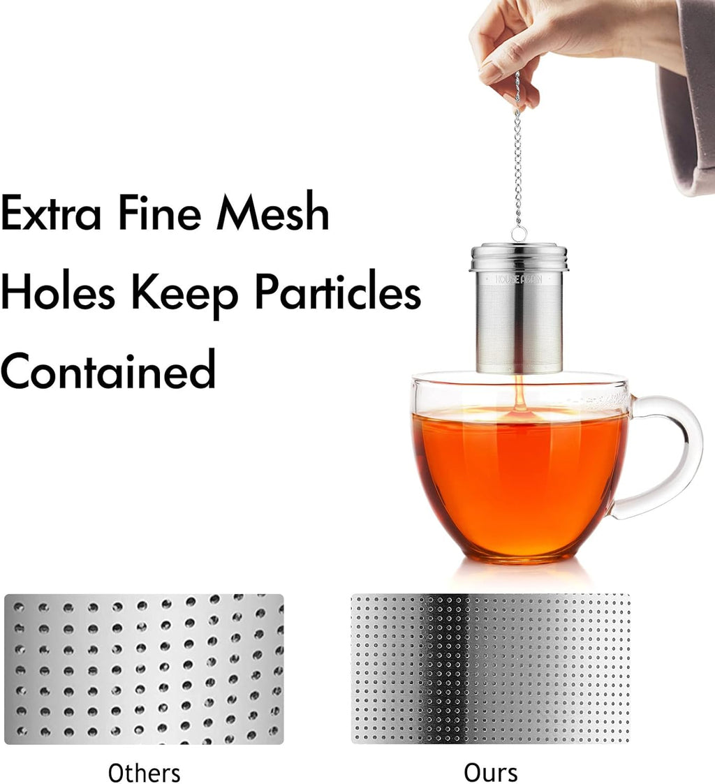 House Again Large Tea Infuser, Extra Fine Mesh Tea Strainers for Loose Tea, 18/8 Stainless Steel Tea Strainer with Extended Chain Hook, Tea Steeper for Brew Tea, Spices & Seasonings, for Multi Cups