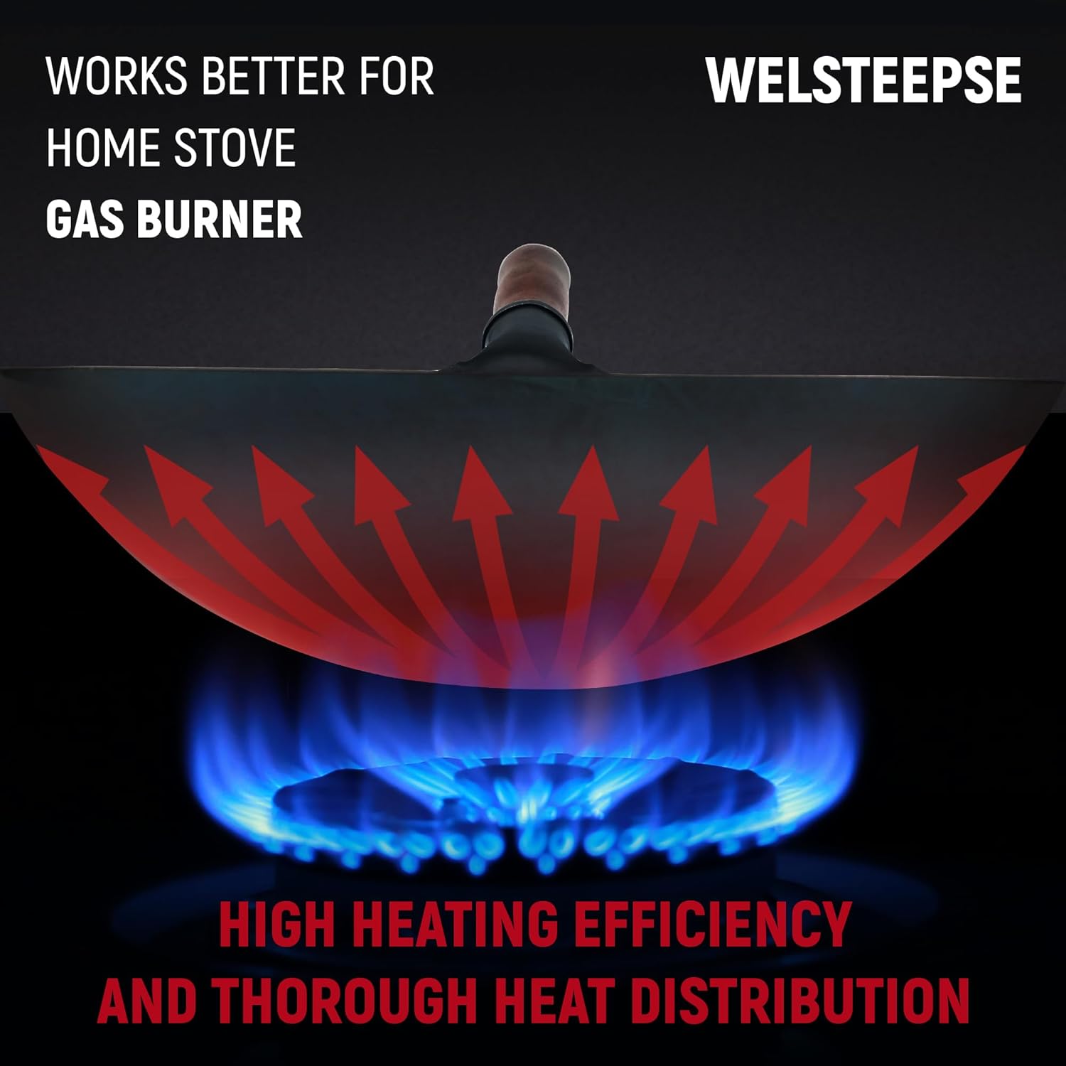 Carbon Steel Wok Traditional Hand Hammered Wok,14 Inch,Round Bottom(Roasted Blue)