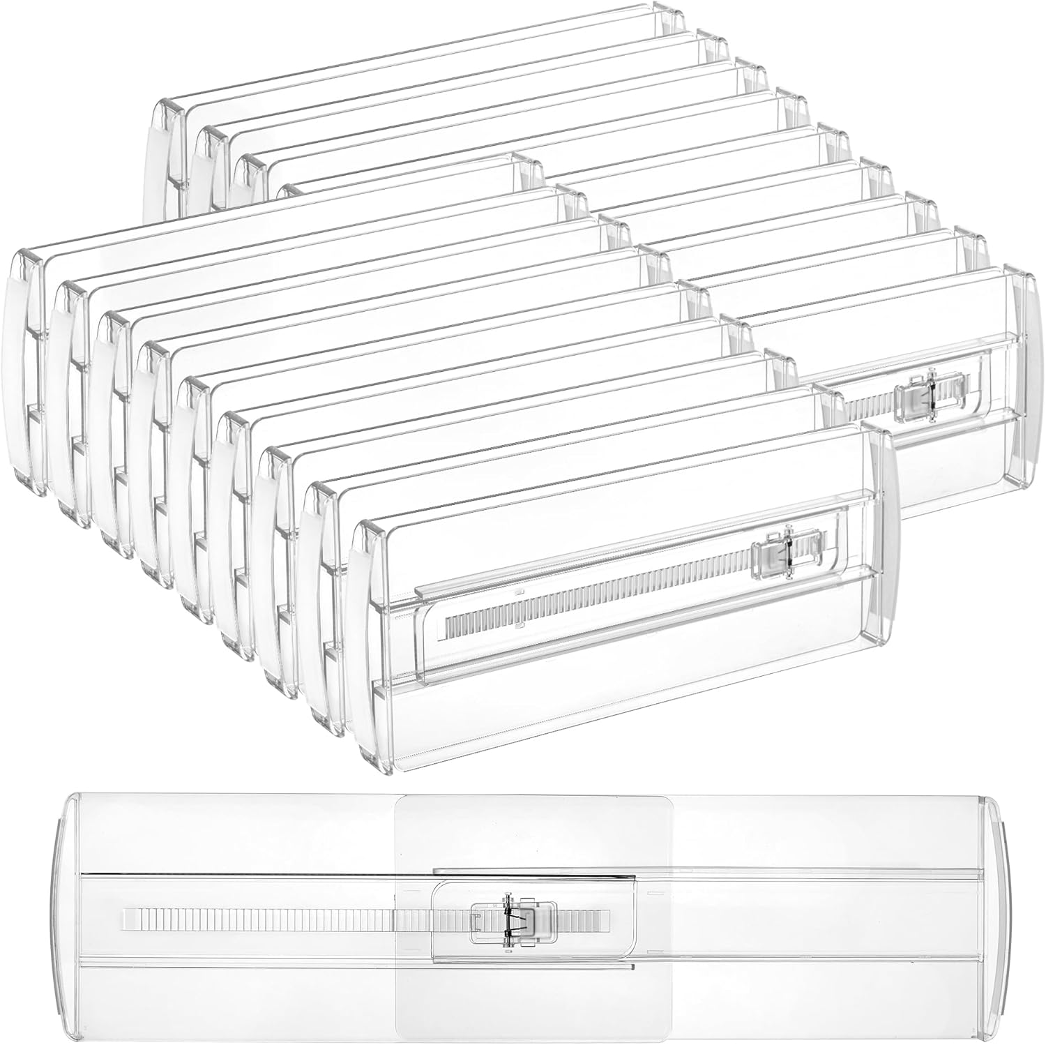 Vtopmart 18 Pack Drawer Dividers for Clothes, 4" High 10.2"-16.6" Adjustable Expandable Dresser Drawer Organizer, Clear Plastic Separators for Dresser, Baby Clothing, Underwear, Cosmetic, Toiletries