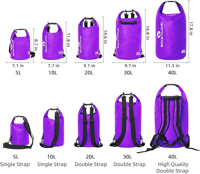 ROCK CLOUD Dry Bag Waterproof 30L Dry Sack for Kayaking Rafting Boating Beach Surfing Swimming Canoe Camping Hiking Fishing Ski