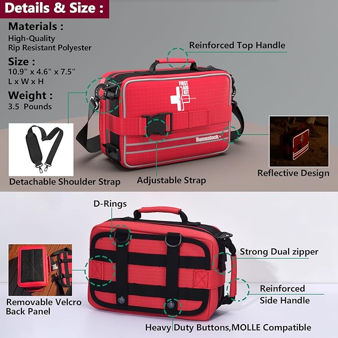 Advanced First Aid Kit, Comprehensive Trauma First Aid Kits with Labelled Compartments for Cars, Home, Office, Backpacking, Camping, Traveling, and Cycling -Upgrade 324 Piece