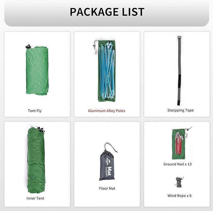 Naturehike Cloud-Up 3 Person Lightweight Backpacking Tent with Footprint - 3 Season Free Standing Dome Camping Hiking Waterproof Backpack Tents