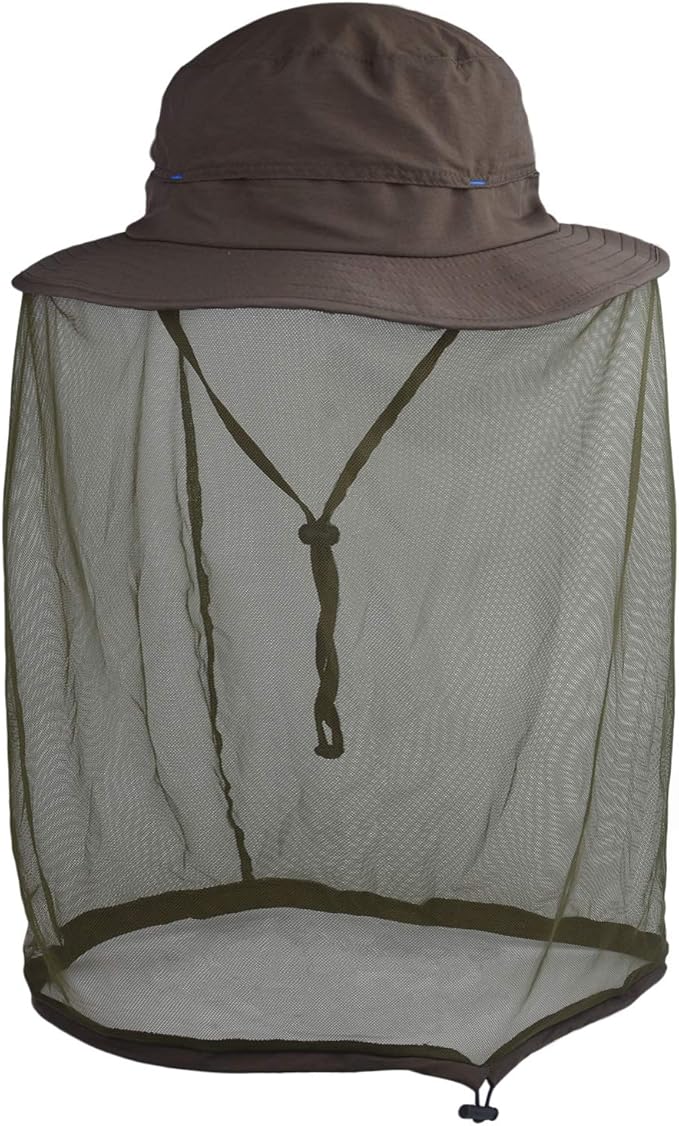 Flammi Mosquito Net Hat Safari Hat UPF 50+ Sun Protection Boonie Hats for Men with Neck Flap Fishing Hiking Hat for Men/Women