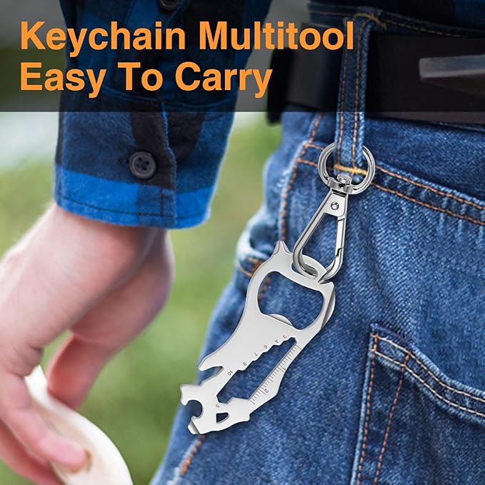12 in 1 Keychain Multi-tool, Gifts for Men Boyfriend Dad, Father's Day Birthday Gifts, Mini EDC gadgets Tool Gear Bottle Opener for Camping Survival