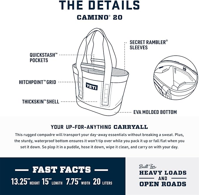 YETI Camino 20 Carryall with Internal Dividers, All-Purpose Utility Bag