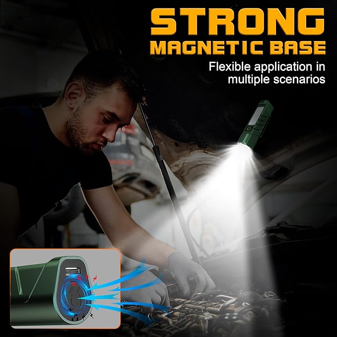 Rechargeable EDC Flashlight with Red Beam and White LED Combo, 900 Lumens Portable Pocket Lights, USB-C Charging, IPX4, Triple Sources for Outdoors Emergency Working (Green)