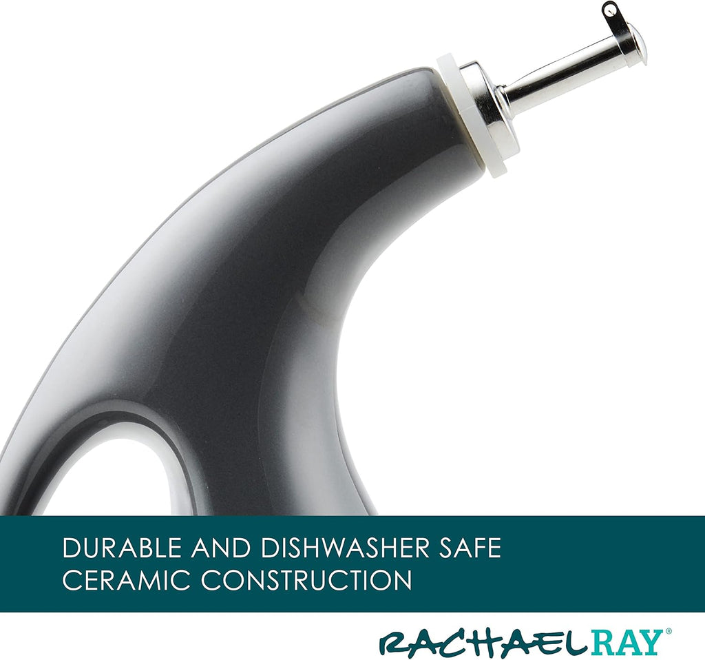 Rachael Ray 48465 Ceramic EVOO Oil and Vinegar Dispensing Bottle with Spout, 24 Ounce - Dark Gray