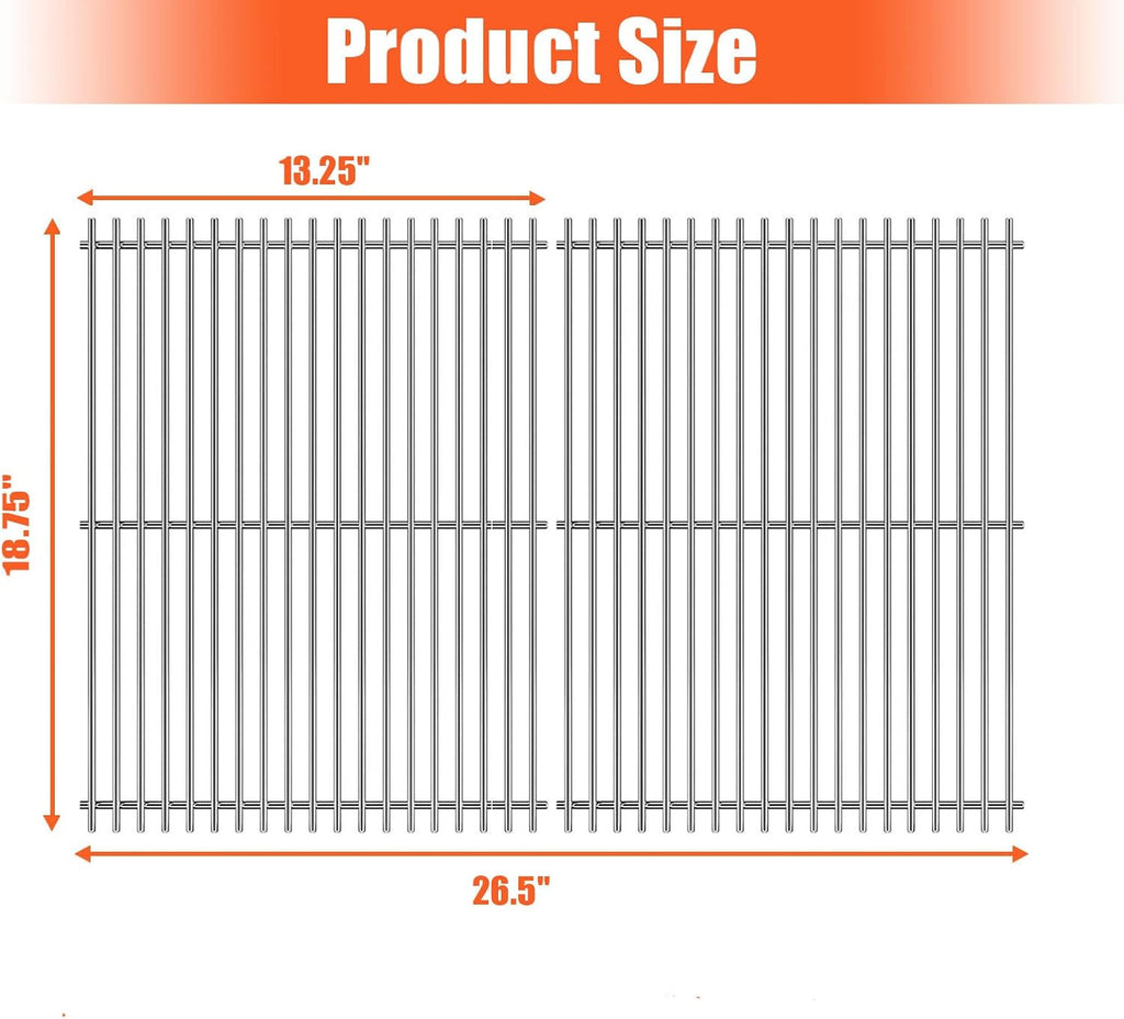 18.75" Cooking Grates for Weber Genesis II 300 and Genesis II LX 300 Series Gas Grills, Genesis II E&S 310 315 320 325 340, Stainless Steel Cooking Grid Replacement Parts for Weber 66095 84136