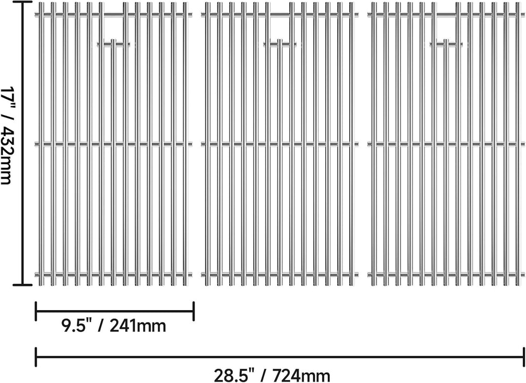 17" Stainless Steel Grill Grates for Charbroil 463242716 Tru Infrared, for Charbroil Commercial 463242715 463276016 463257520 463263924, for Lowe's 606682 Nexgrill 720-0882A BHG 720-0882