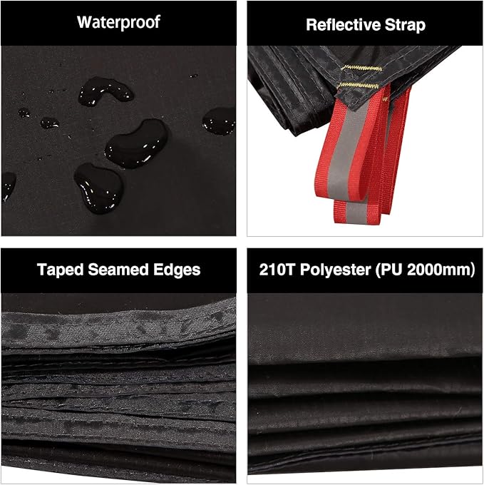 REDCAMP Ultralight Tent Footprint, PU 2000 Waterproof Camping Tent Tarp with Drawstring Carrying Bag for Ground Camping Hiking (83"x87" UL Black)
