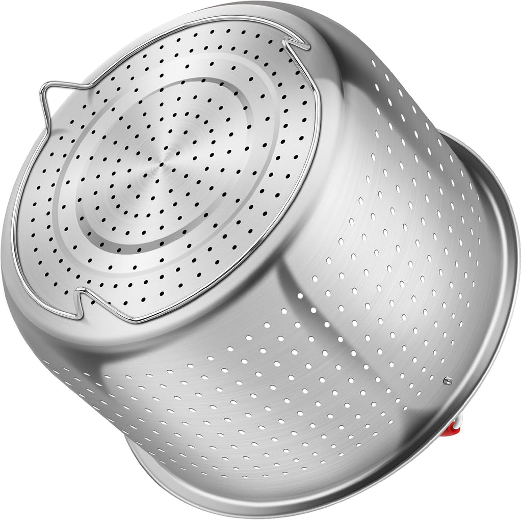 REDANT Mesh Strainer and Vegetable Steamer Basket for Pot, Instant Pot Accessories 8Qt, Stainless Steel Veggie Steamer for Cooking Broccoli, Eggs, Pasta, Quinoa - With 2 Silicone Gloves, 8 Quart