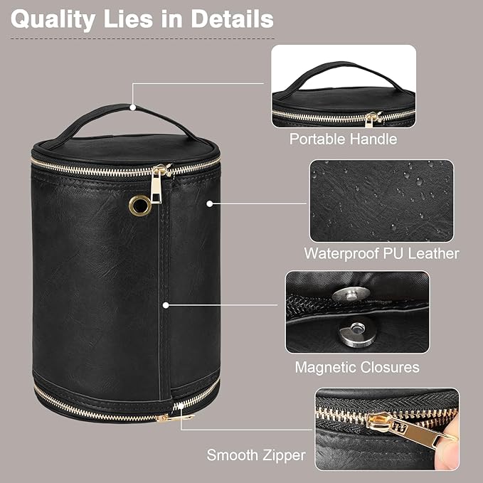 Luxspire Toiletry Bag for Men, Travel Toiletry Organizer Dopp Kit, PU Water-resistant Shaving Bag for Toiletries Accessories, Gift for Men, Black