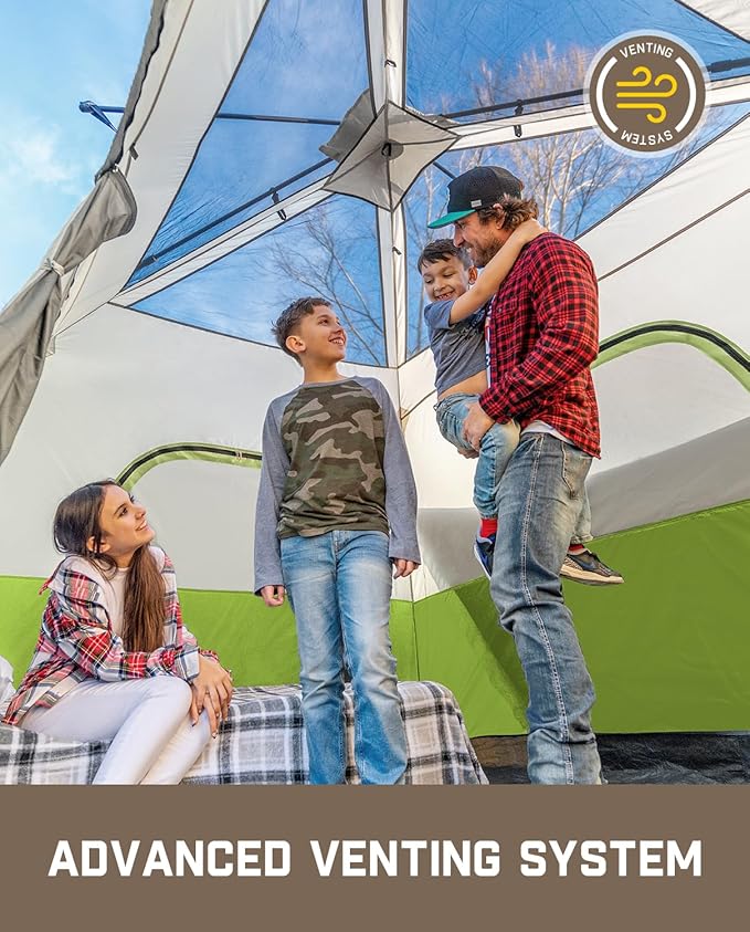 FanttikOutdoor Camping Tent 4/6/8/10 Person Instant Cabin Tent Setup in 60 Seconds with Rainfly & Windproof Portable with Carry Bag for Family Camping & Hiking