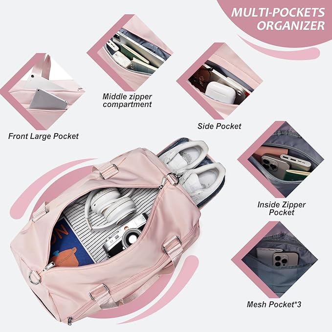 Gym Bag Womens,Travel Duffel Carry on Bag Sport Tote Bag Weekend Overnight Bag