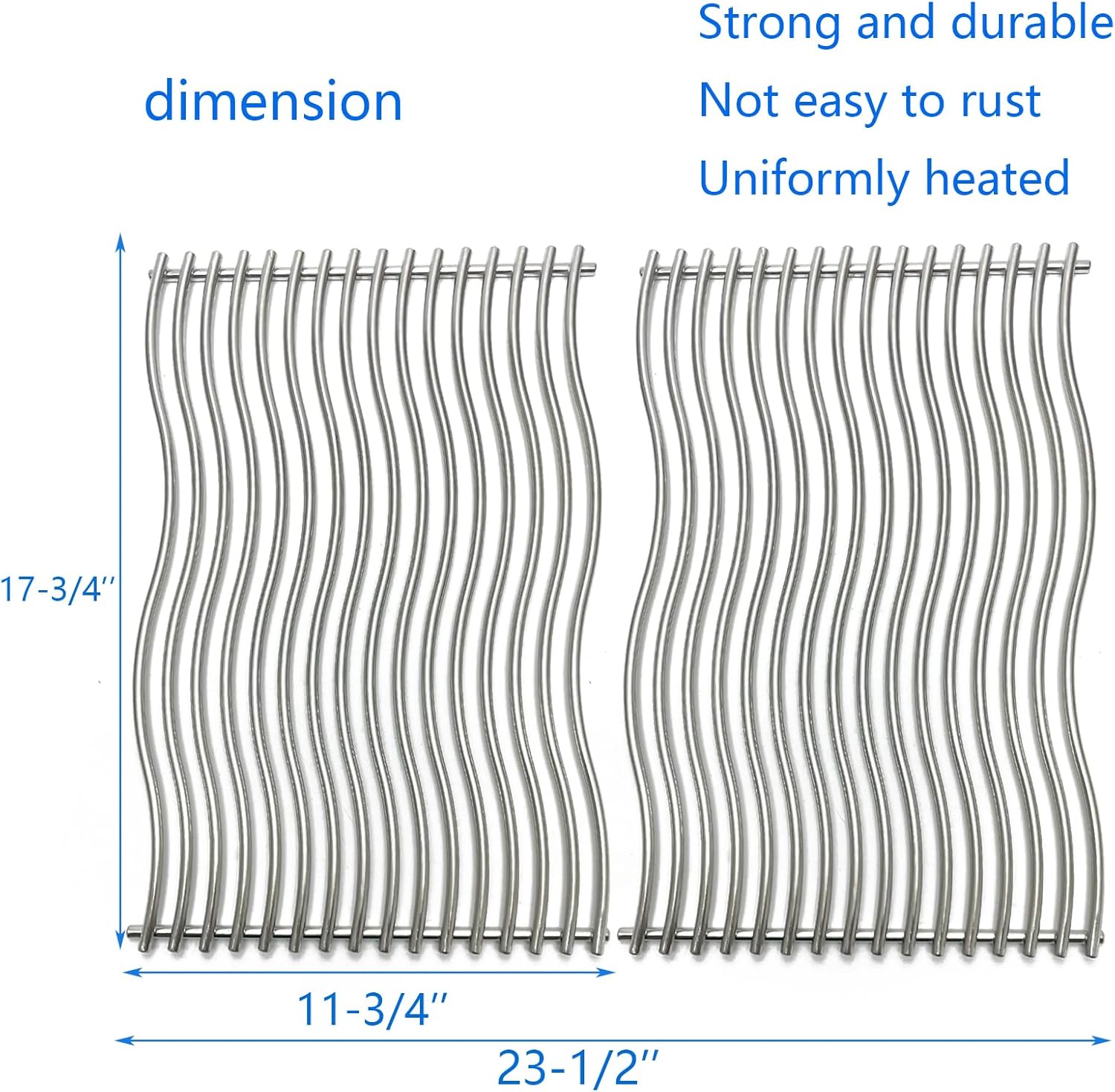 17-3/4" Stainless Steel 2Pack Waved Cooking Grids Grates Replacement Parts for Napoleon Rogue 425 Series 425xt 425 SIB Gas Grill S83013