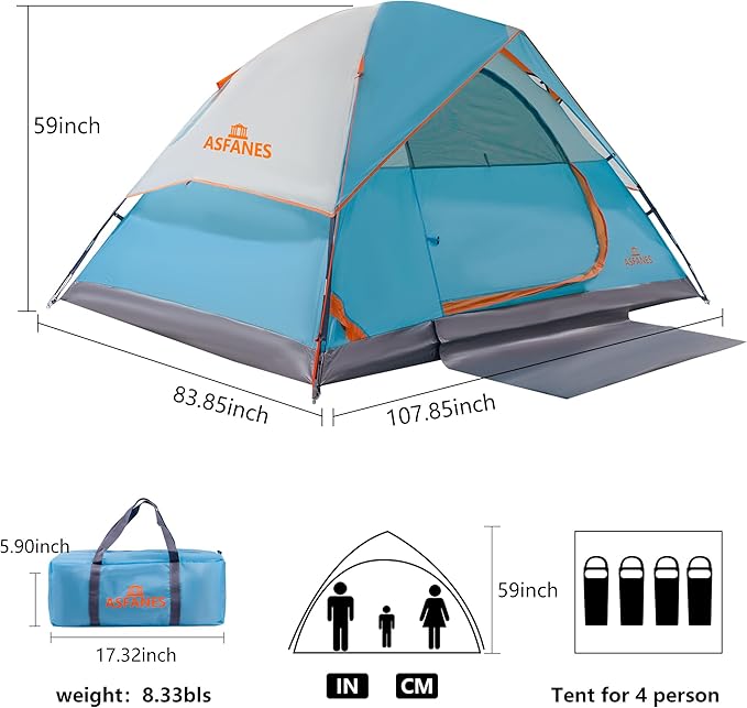 2-12 Person Tents for Camping Waterproof, Backpack Double Layer Tents, Perfect Picnics, Fishing and Backyard Camping
