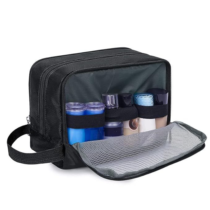 Toiletry Bag for Men Hanging Dopp Kit Water Resistant Shaving Bag Small Toiletry Bag for Traveling (Pure Black)