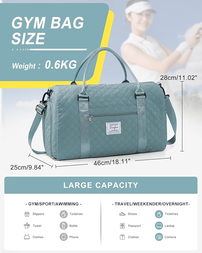 Gym Bag Womens,Travel Duffel Carry on Bag Sport Tote Bag Weekend Overnight Bag