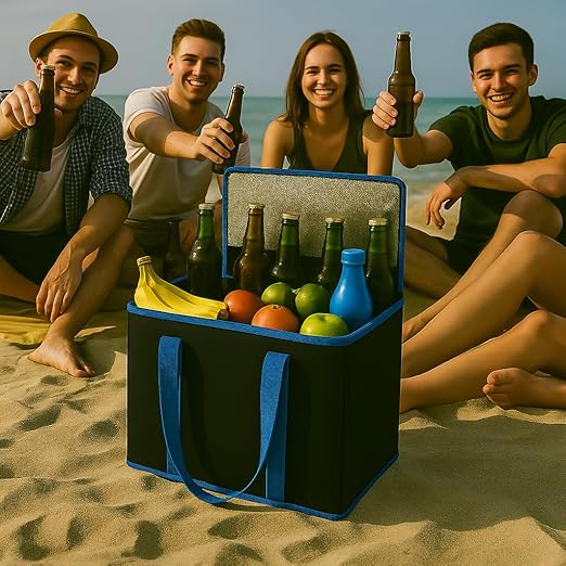 2-Pack Trunk Organizer for Car - Car Organizer, Foldable Trunk Organizer for SUVs & Sedans, Sturdy Car Organization for Car Accessories, Tools, Sundries, Black, 2 Compartments Insulated Picnic Basket