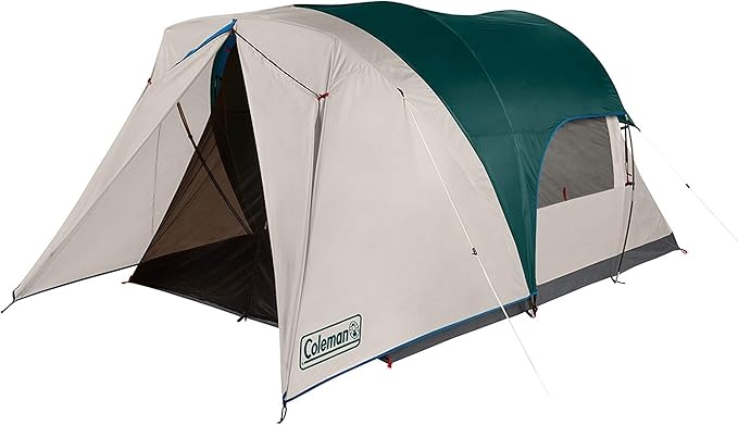 Coleman Cabin Camping Tent with Screened Porch 4/6 Person Weatherproof Tent with Enclosed Screened Porch Option Includes Rainfly Carry Bag Extra Storage and 10 Minute Setup