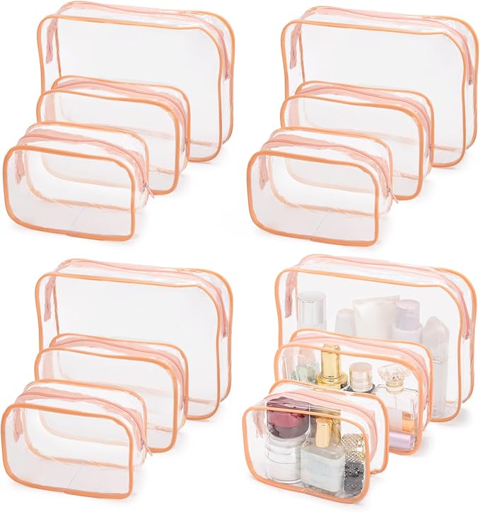 Tbestmax 10 Pack Clear Cosmetic Bags Makeup Bags Portable Waterproof TSA Approved Travel Toiletry Bags Organizer
