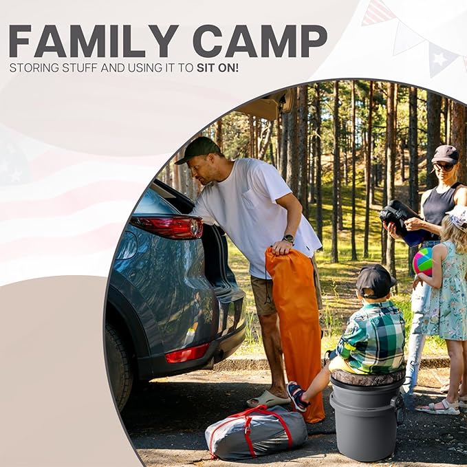 5 Gallon Bucket Seat for Yeti Bucket Only, Swivel Bucket Lid with Padded Top for Cozy Sitting, Bucket Seat Cushion for Outdoor Fishing,Hunting,Gardening, Baseball Training, Camo Leaves