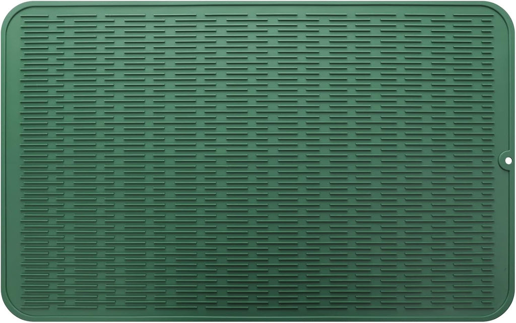 Silicone Dish Drying Mat for Multiple Usage,Easy clean,Eco-friendly,Heat-resistant Silicone Mat for Kitchen Counter or Sink,Refrigerator or Drawer Liner Green 3XL 28 inches x 18 inches