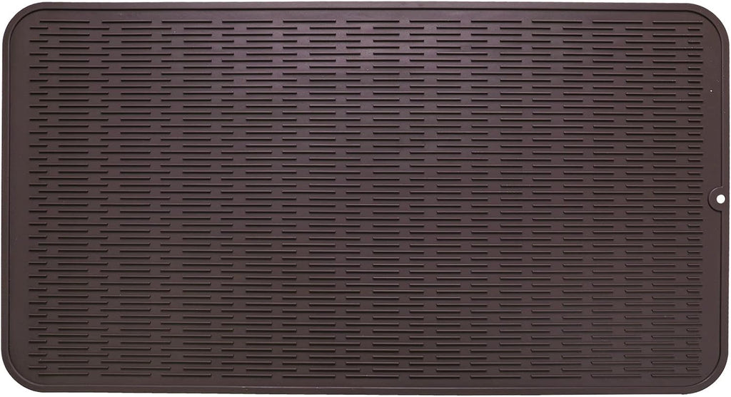 Silicone Dish Drying Mat for Multiple Usage,Easy clean,Eco-friendly,Heat-resistant Silicone Mat for Kitchen Counter or Sink,Refrigerator or Drawer Liner Coffee 4XL 32 inches x 18 inches