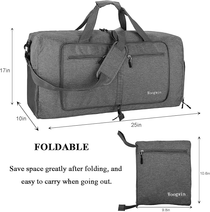 Woogwin Travel Duffel Bag Large Foldable Waterproof Overnight Bag for Beach Swim Bags Pool Sports Gym