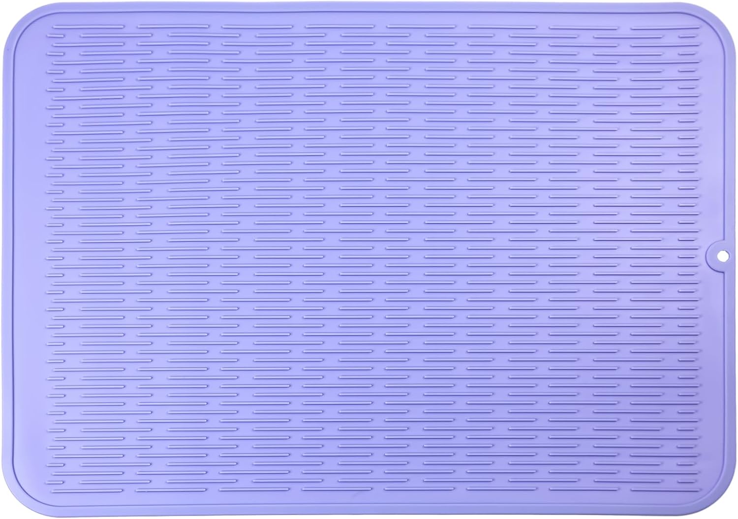 Silicone Dish Drying Mat for Multiple Usage,Easy clean,Eco-friendly,Heat-resistant Silicone Mat for Kitchen Counter or Sink,Refrigerator or Drawer Liner Light Purple 2XL 24 inches x 18 inches