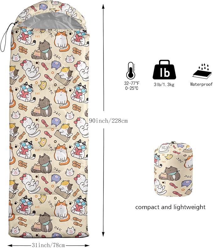 QOOMO Camping Sleeping Bags,3 Season Warm & Cool Weather,Lightweight,Waterproof Sleeping Bags for Adults & Kids,Traveling,and Outdoors,Camping Gear Equipment